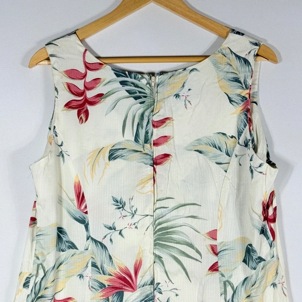 Kona Malia Womens XL 12 Dress‎ Tropical Floral Hawaiian Cream Resort Chic Cruise
